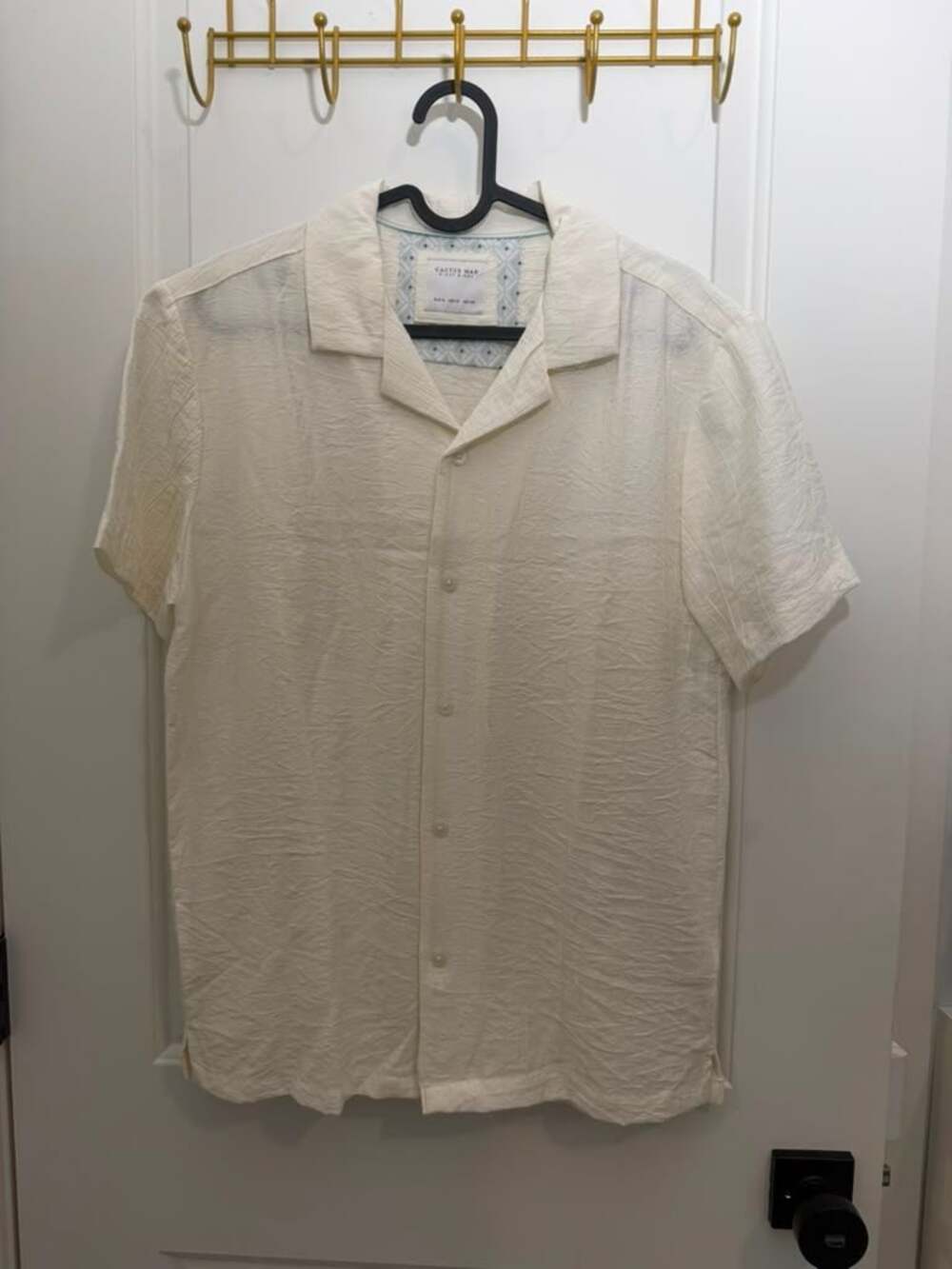 Cactus Man Ricky Singh Men's Short Sleeve Textured Button-Down Camp Shirt